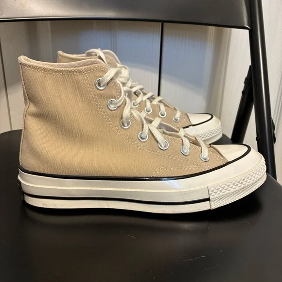 Unisex CONVERSE CHUCK 70 Canvas HIGH TOP Oat Milk Beige Women size 7/Men Size 5 - Picture 9 of 14